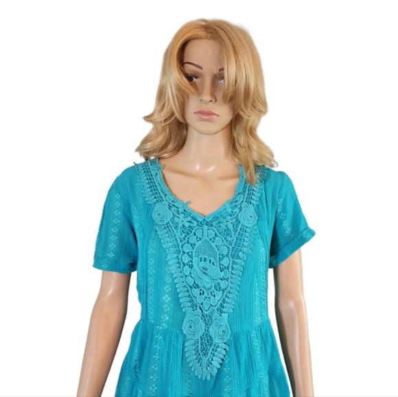 Marie-Claire short sleeve embroidered boho blouse, size L - Picture 2 of 10